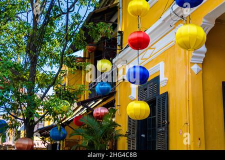 Beautiful oriental architecture of Vietnam taken in Hoi An old quarter Stock Photo