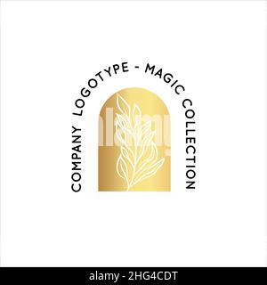 Magic Gold Logo. Mystical composition. Boho style and esoteric. Stock Vector