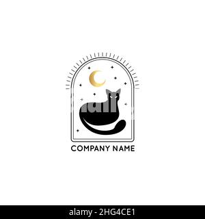 Magic Gold Logo. Mystical composition. Boho style and esoteric. Stock Vector