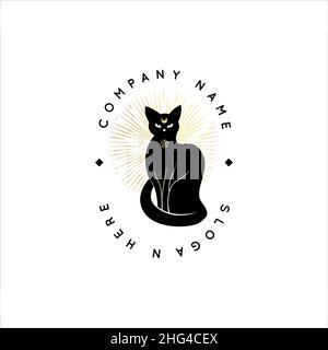 Magic Gold Logo. Mystical composition. Boho style and esoteric. Stock Vector