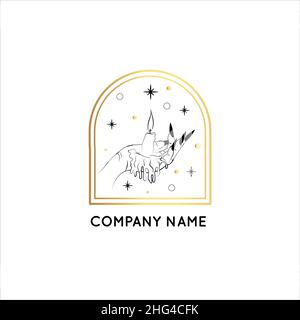 Magic Gold Logo. Mystical composition. Boho style and esoteric. Stock Vector