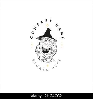 Magic Gold Logo. Mystical composition. Boho style and esoteric. Stock Vector