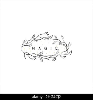 Magic Gold Logo. Mystical composition. Boho style and esoteric. Stock Vector