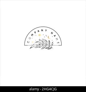 Magic Gold Logo. Mystical composition. Boho style and esoteric. Stock Vector