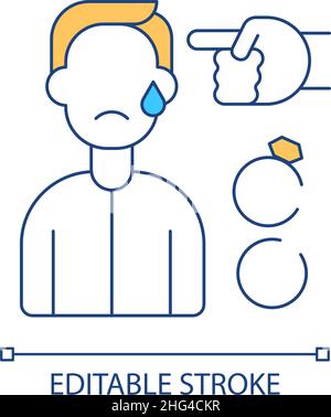 Putting ex-partner down after divorce RGB color icon Stock Vector