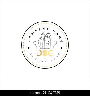 Magic Gold Logo. Mystical composition. Boho style and esoteric. Stock Vector