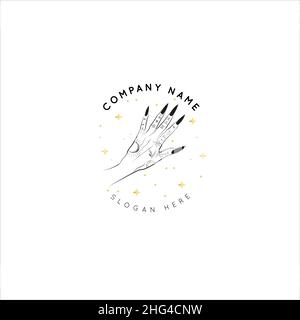 Magic Gold Logo. Mystical composition. Boho style and esoteric. Stock Vector