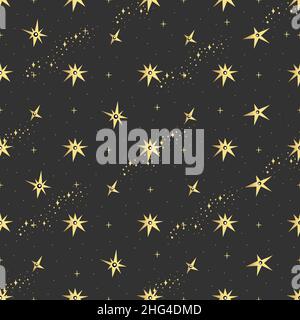 Night sky pattern. Vector magic seamless pattern Stock Vector