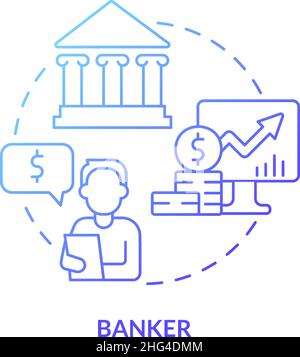 Banker blue gradient concept icon Stock Vector