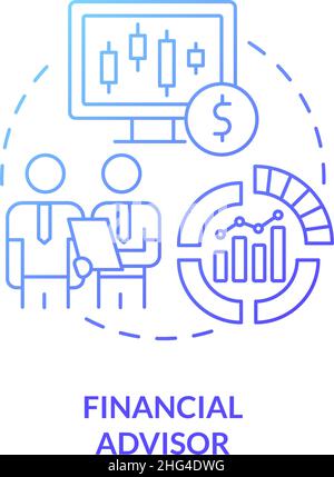 Financial advisor blue gradient concept icon Stock Vector