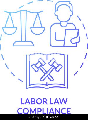Labor law compliance blue gradient concept icon Stock Vector