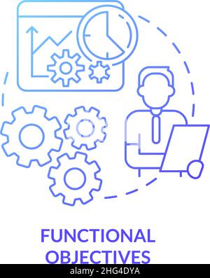 Functional objectives blue gradient concept icon Stock Vector