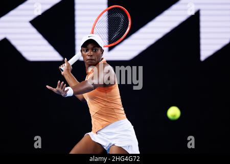 Melbourne, Australia. 18th Jan, 2022. SLOANE STEPHENS (USA) in action on day 2 at the 2022 Australian Open on Tuesday January 2022, Melbourne Park Credit: corleve/Alamy Live News Stock Photo