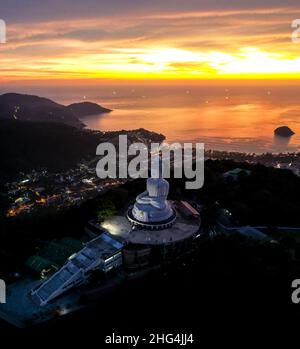 Aerial view of Big Buddha viewpoint at sunset in Phuket province, Thailand Stock Photo