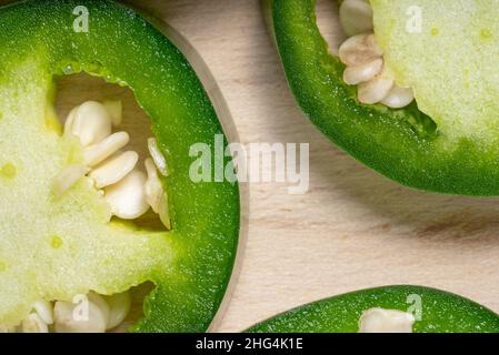 Close up of fresh jalapeno pepper slices Stock Photo