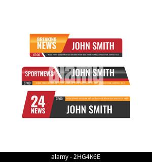 Set of News bar tv vector image. Television broadcast media title banner Stock Vector