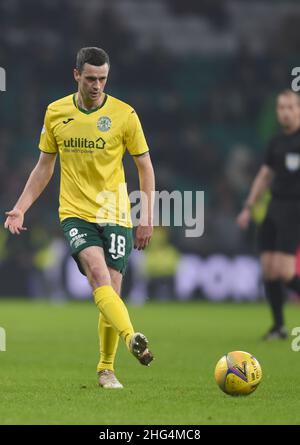 Glasgow, Scotland, 17th January 2022.  Jamie Murphy of Hibernian during the Scottish Premier League match at Celtic Park, Glasgow. Picture credit should read: Neil Hanna / Sportimage Stock Photo