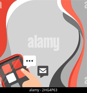 Finger Pressing Application Button Presenting Global Network Connection. Stock Vector