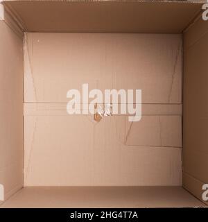 Empty Brown carton paper box squared texture background storage container Stock Photo