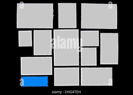 Postage stamps frames set. Isolated on a black background Stock Photo