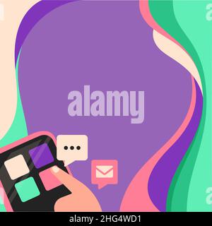 Finger Pressing Application Button Presenting Global Network Connection. Stock Vector