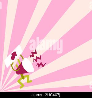 Megaphone Displaying Important Message. Object Announcing News Bulletin Board Pointing Arrow Presenting Announcement Information Exhibiting Detailed Stock Vector