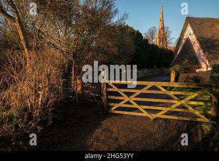 Thaxted Essex England January 2022 Thaxted Church with winter sunlight. Stock Photo