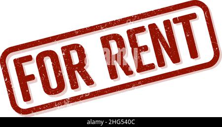 red grungy FOR RENT rubber stamp isolated on white background, vector illustration Stock Vector