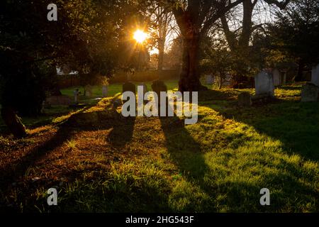 Thaxted Essex England January 2022 Thaxted Church graveyard. Stock Photo