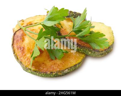 Fried zucchini homemade isolated on white background Stock Photo