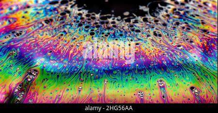Light Refracting on Bubble Film Surface Stock Photo