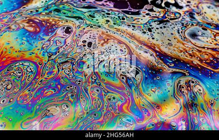 Light Refracting on Bubble Film Surface Stock Photo