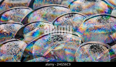 Light Refracting on Bubble Film Surface Stock Photo