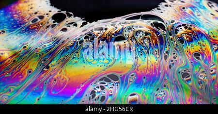 Light Refracting on Bubble Film Surface Stock Photo
