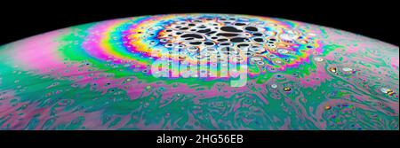 Light Refracting on Bubble Film Surface Stock Photo