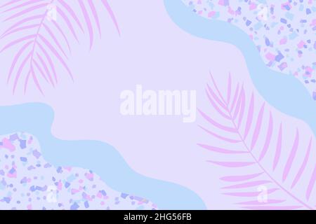Trendy template. Tropical palm leaves pastel color Stock Vector