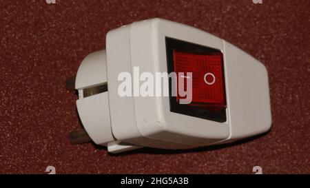 Close up of Plug with electrical connecting switch Stock Photo