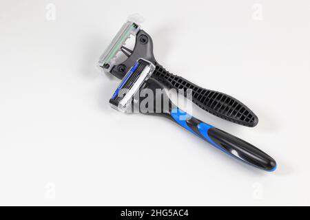 Set of different Shaving razors isolated on a white background. Stock Photo