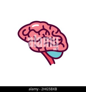 Human organ brain color line icon. Isolated vector element. Outline pictogram for web page, mobile app, promo Stock Vector
