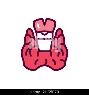 Human organs thyroid gland color line icon. Isolated vector element. Outline pictogram for web page, mobile app, promo Stock Vector