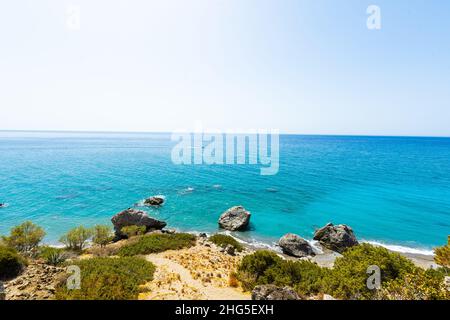 Exotic island at the south of Crete, with the amazing a Beach, Greece Stock Photo