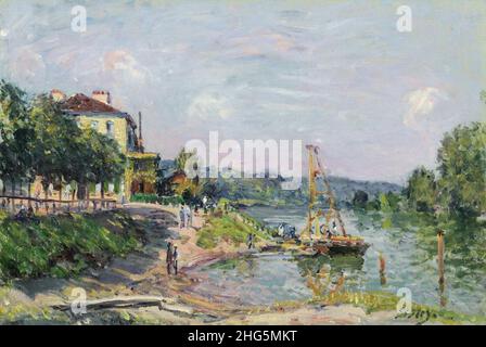 'Le Petit Bougival' by Alfred Sisley, 1874. Stock Photo