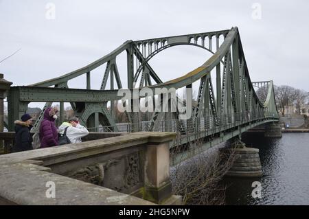 The Glienicke Bridge, Wannsee, Berlin, Germany - January 9, 2022. Stock Photo
