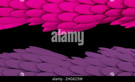 Colorful exotic snakeskin texture flowing on black background, seamless loop. 3D glossy snake or dragon scales of pink and purple colors flowing slowl Stock Photo