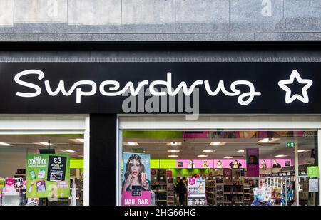 Sign outside Superdrug in Liverpool Stock Photo