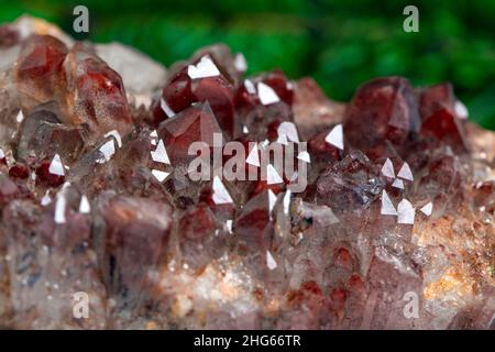 red quartz mineral specimen stone rock geology gem crystal Stock Photo