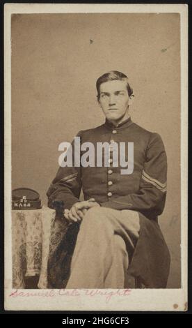 Sergeant Samuel Cole Wright of Co. E, 29th Massachusetts Infantry Regiment, seated in uniform Stock Photo