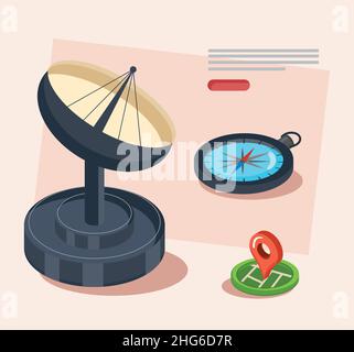 gps technology four items Stock Vector