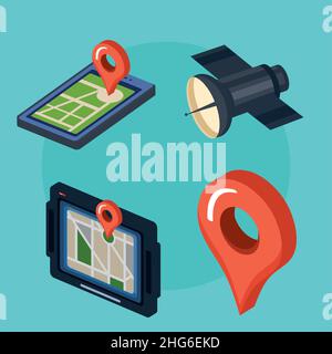 four gps technology items Stock Vector