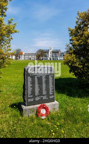 Memorial with names of Royal Navy and Canadian Navy escorts of the Algerine class of fleet minesweepers in Portsmouth, Hampshire, south coast England Stock Photo